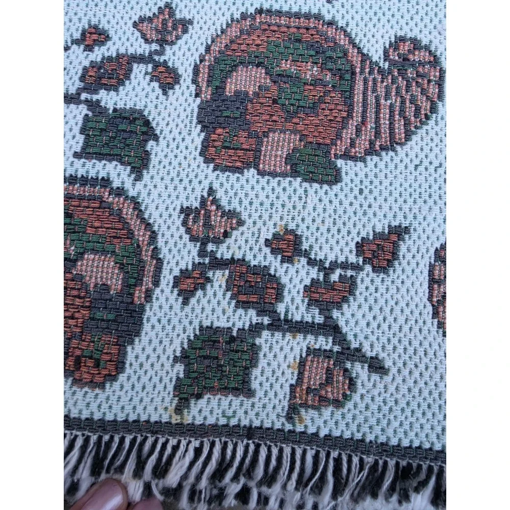 Thanksgiving Harvest Table Runner 12x68 Reversible Woven Tapestry Fringe Fall
